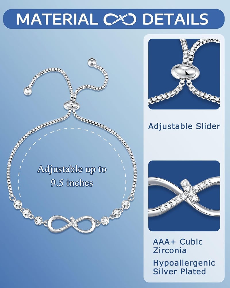 UNGENT THEM Infinity CZ Cross Bracelet, 10th 11th 12th 13th 14th 16th 18th Birthday Gift 5th 8th Graduation Christian Confirmation Gifts Ideas - Image 3
